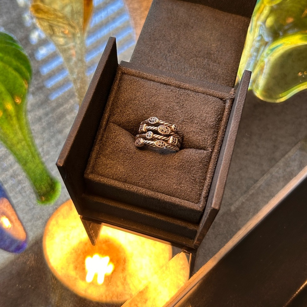 David Yurman Sterling Black Pave Confetti Ring
